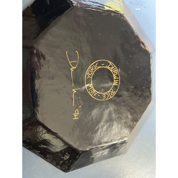 Durwin Rice Vtg Octagonal Glass Decoupage Signed Art Glass Plate Sailing Ship - Picture 5 of 8